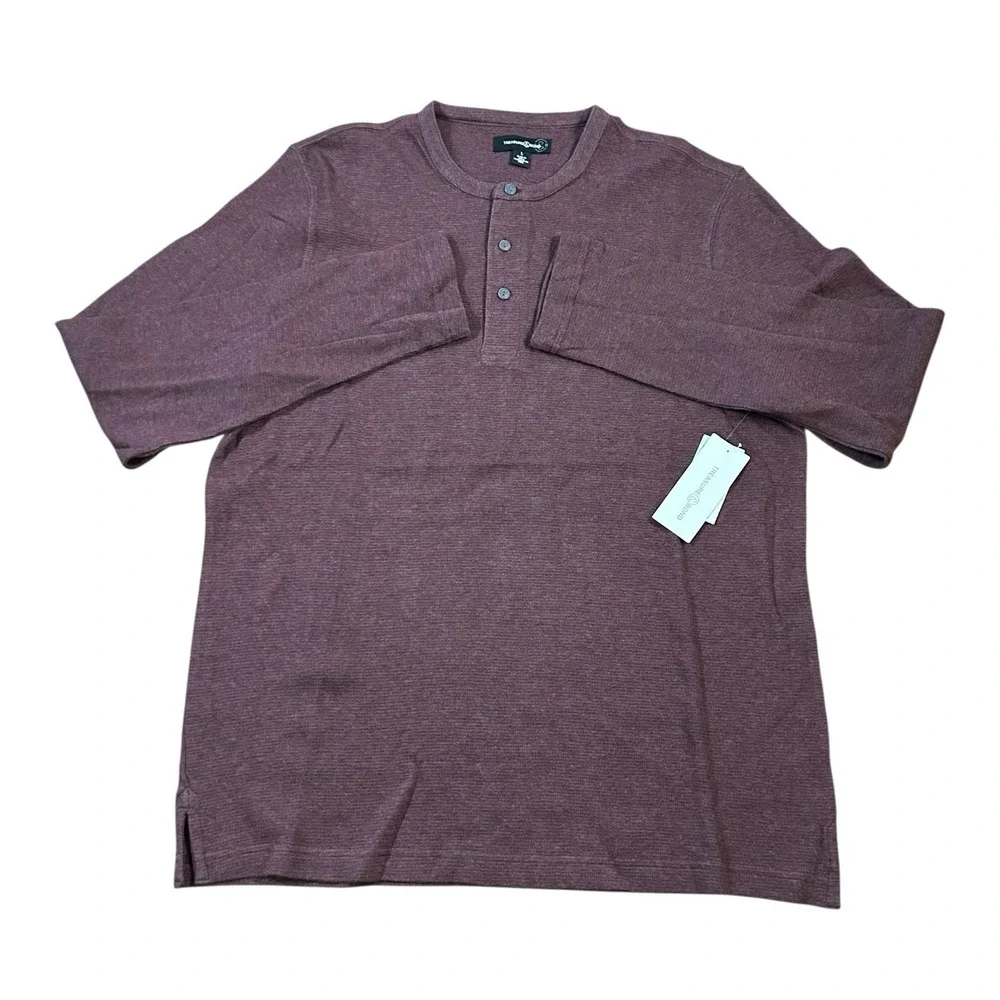TREASURE & BOND‎ Men's Henley Shirt L Long Sleeve Burgundy Royale Red NEW - Picture 2 of 11